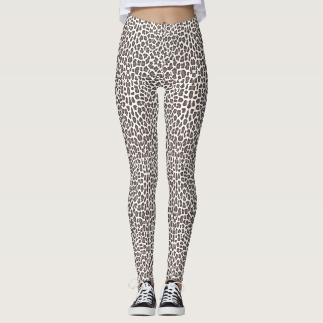 Leggings Mocha Brown Animal suave de impresión femenina Leg (Anverso)