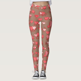 Leggings Mocha Mousse Coral Hearts Parejas Valentine