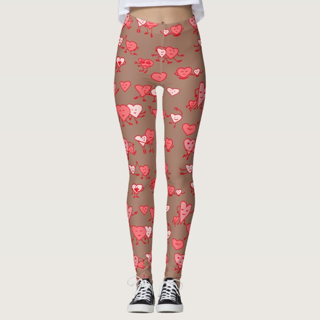 Leggings Mocha Mousse Coral Hearts Parejas Valentine (Anverso)