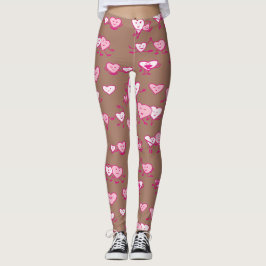 Leggings Mocha Mousse Corazones rosados Parejas Valentine