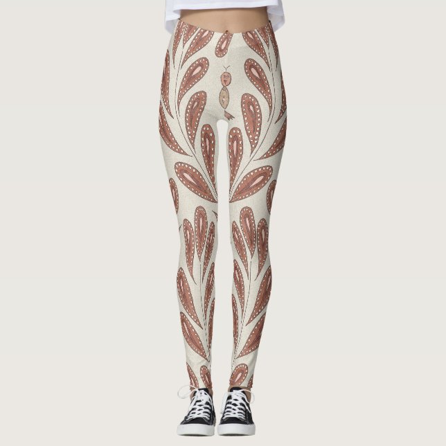 Leggings Mocha Mousse Floral Birds (Anverso)