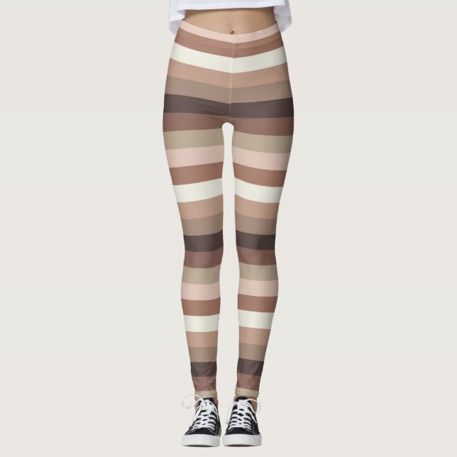 Leggings Mocha Mousse y Accents patrón de banda horizontal (Anverso)