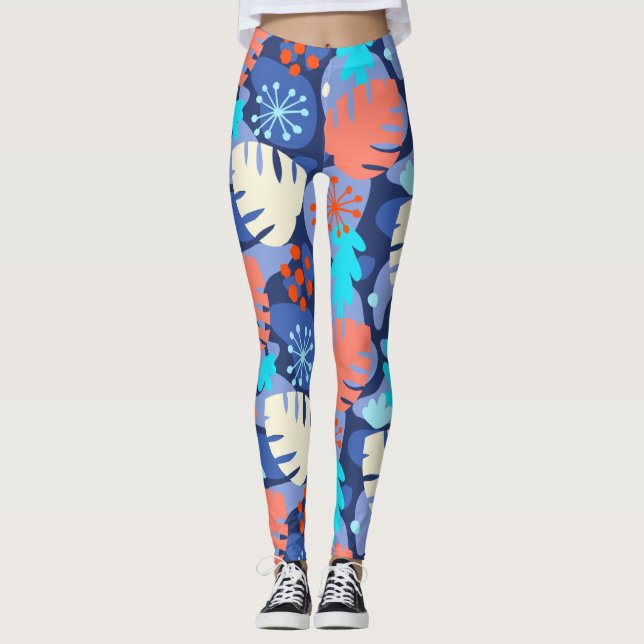 Leggings Mod Monstera Leaf Resumen Tropical Hawaiano - Mari (Anverso)