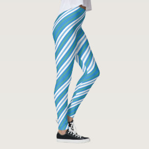 Leggings Moda Azul Verde Blanco Banda diagonal de tumbonas