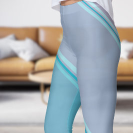 Leggings Moda Azure Blue bajo impresión con bandas rosadas