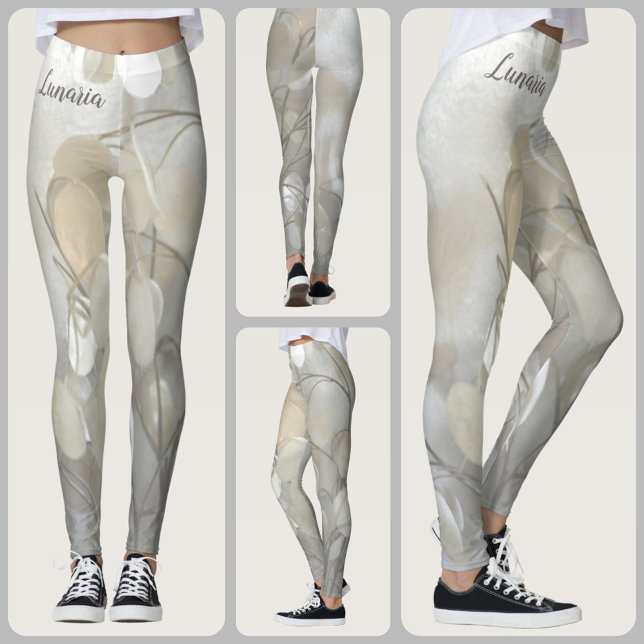 Leggings Moda blanca floral del dólar plateado Lunaria (Subido por el creador)