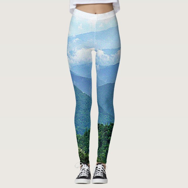 Leggings Moda Blue Ridge Mountains Fotografía de yoga elega (Anverso)