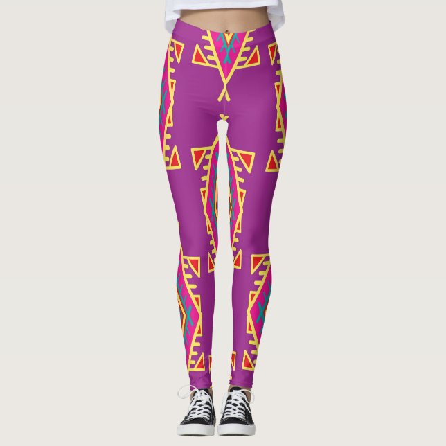 Leggings Moda Boho: Ornamento étnico sin foco (Anverso)