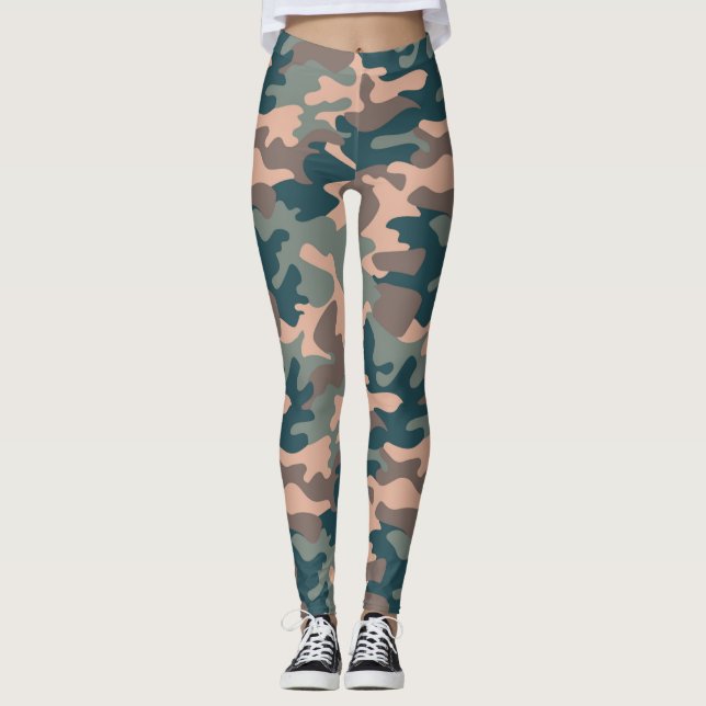 Leggings Moda Camuflaje Leyendas del patrón Khaki (Anverso)