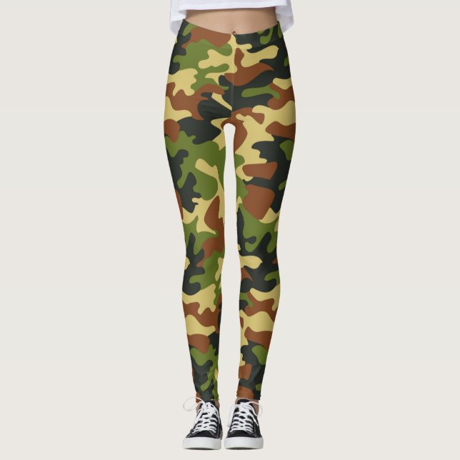Leggings Moda Camuflaje Leyendas del patrón Khaki (Anverso)