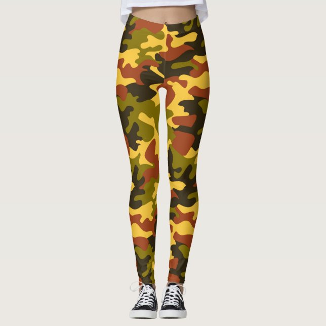 Leggings Moda Camuflaje Leyendas del patrón Khaki (Anverso)
