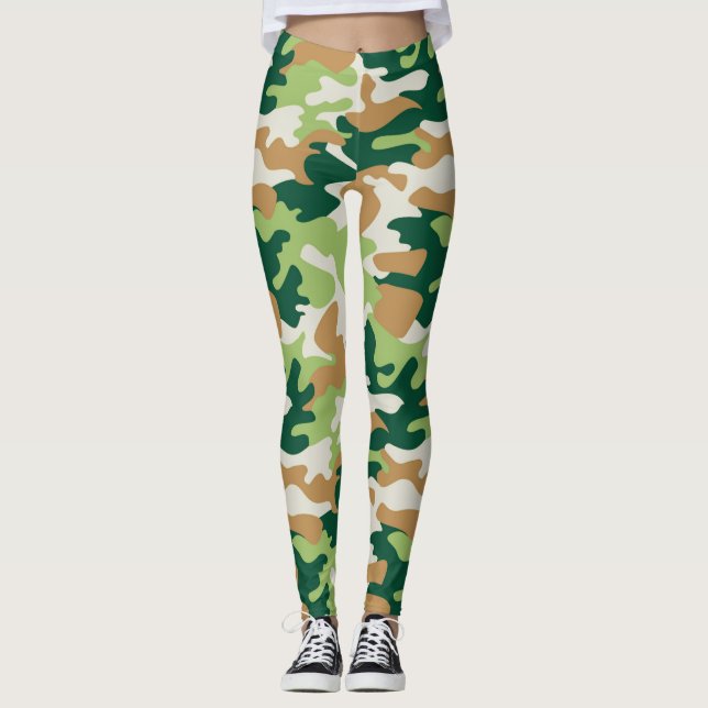 Leggings Moda Camuflaje Leyendas del patrón Khaki (Anverso)