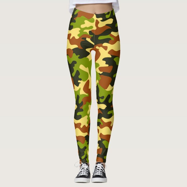 Leggings Moda Camuflaje Leyendas del patrón Khaki (Anverso)