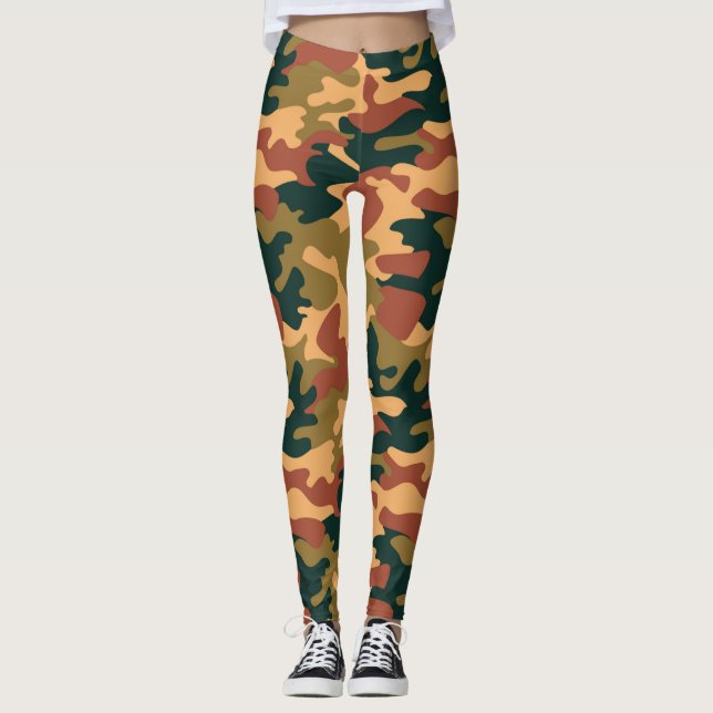 Leggings Moda Camuflaje Leyendas del patrón Khaki (Anverso)