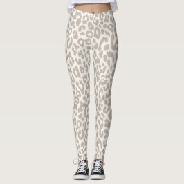 Leggings Moda Crema Taupe Animal Imprimir Leyendas de Yoga