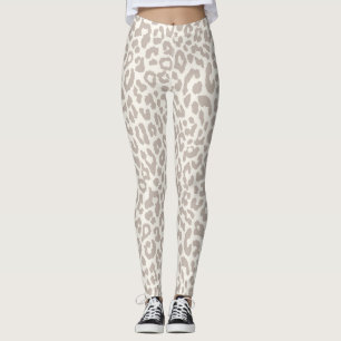 Leggings Moda Crema Taupe Animal Imprimir Leyendas de Yoga