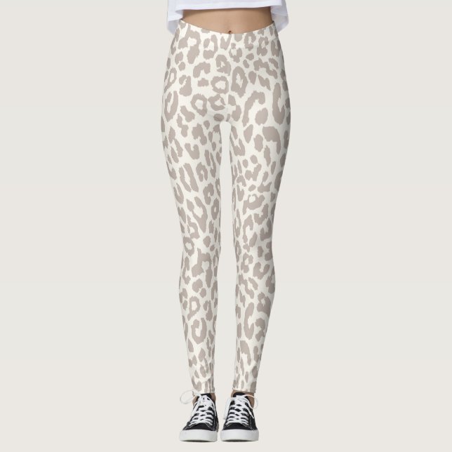 Leggings Moda Crema Taupe Animal Imprimir Leyendas de Yoga (Anverso)