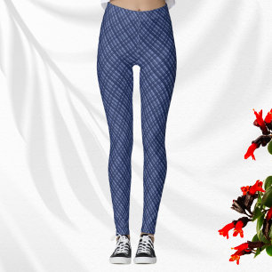 Leggings Moda cruzada patrón diagonal azul