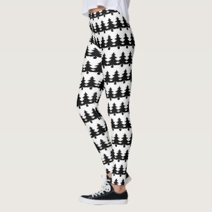 Leggings Moda Cute Black And White Christmas Tree