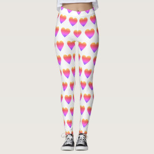 Leggings Moda Cute clásica Ombre color arcoiris Corazón