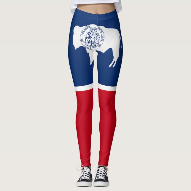 Leggings Moda De Bandera Del Estado De Wyoming En Guay (Anverso)
