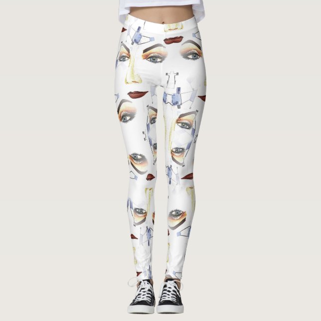 Leggings Moda de elementos femeninos artísticos en acuarela (Anverso)