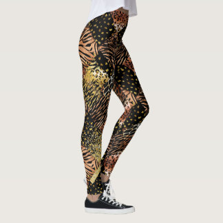Leggings moda de impresión en blanco negro de cobre rosa le