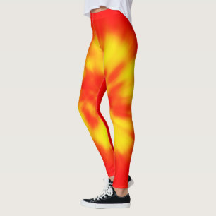 Leggings Moda de las bengalas solares rojas y amarillas, er