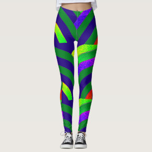 Leggings moda de los modernos chevrons verdes/azules