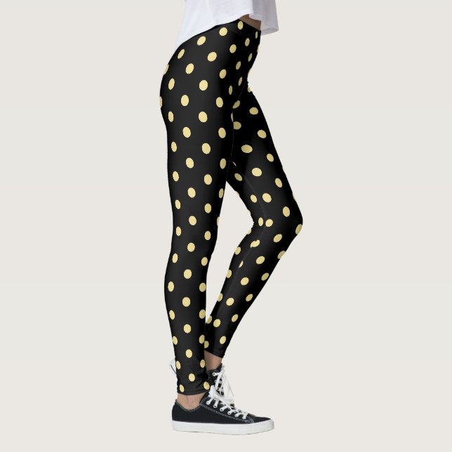 Leggings Moda de Moda del patrón de puntos de polka de oro  (Derecha)