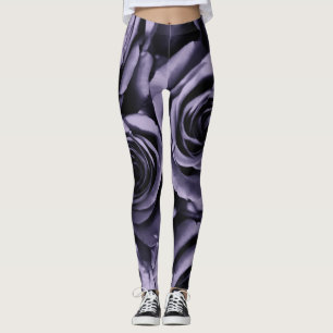 Leggings Moda de Rosas morados violeta oscuro