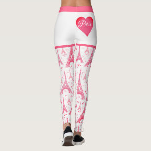 Leggings Moda del patrón de la Torre Eiffel del Corazón Ros
