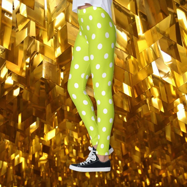 Leggings Moda del patrón de puntos de polka verde de la Mod (Retro Cool Chic Green Polka Dots Pattern Fashion Leggings)