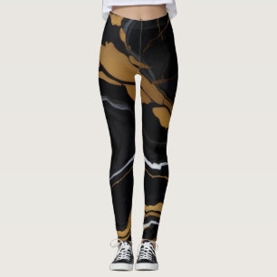 Leggings Moda Elegante amarillo dorado Faux Marble