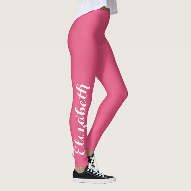 Leggings Moda Elegante Entrenamiento Rosa Yoga Deportes Nom (Derecha)
