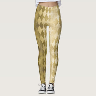 Leggings Moda Faux Gold Harlequin Diamond Pattern