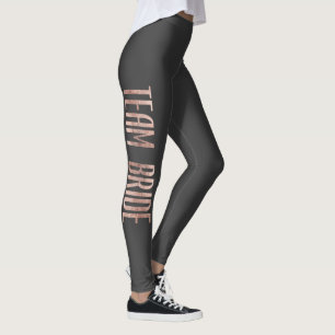 Leggings Moda Faux Rosa Gold Team Bride Bachelorette Party