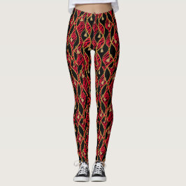 Leggings Moda Femenina Kente Rojo, Negro y Dorado
