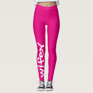 Leggings Moda femenina linda del rosa fuerte de Wifey y