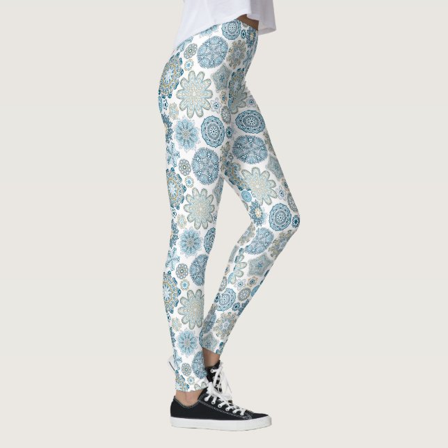 Leggings Moda festiva Floral Mandala Patrón de nevadas (Derecha)