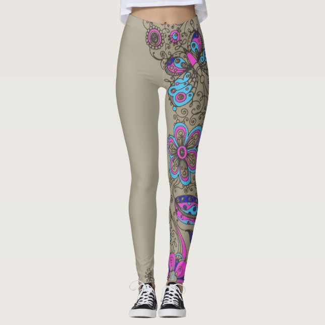 Leggings Moda - flores de las polainas/floral (Anverso)