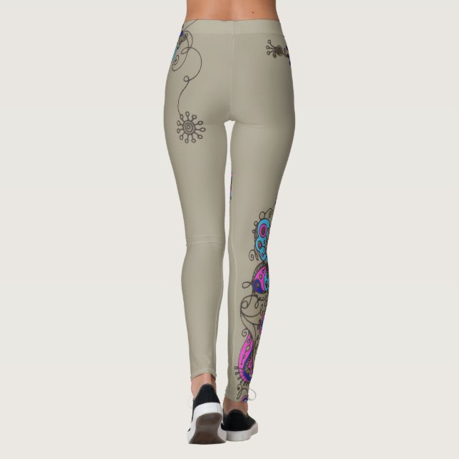 Leggings Moda - Flores de piernas / Florales (Reverso)