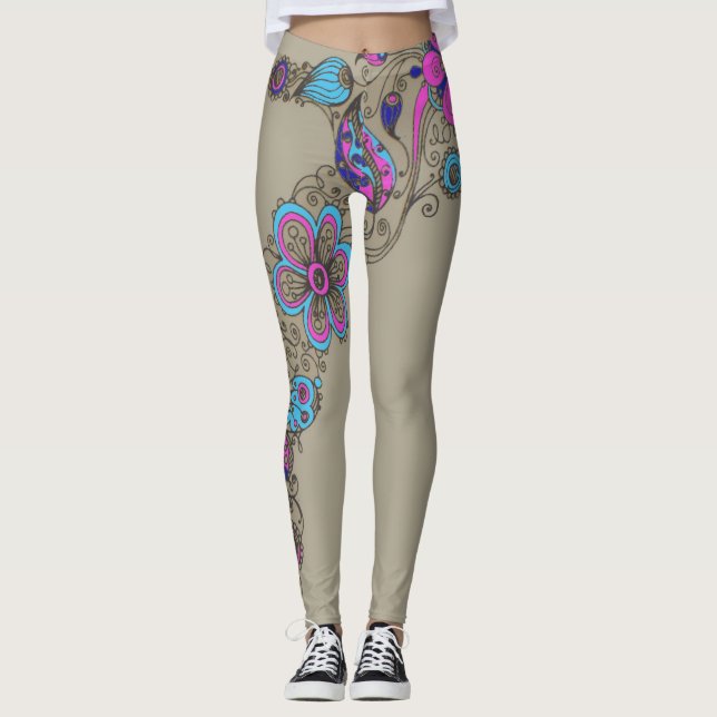 Leggings Moda - Flores de piernas / Florales (Anverso)