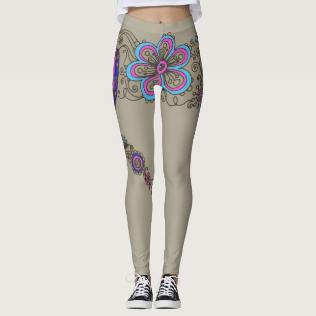 Leggings Moda - Flores de piernas / Florales (Anverso)