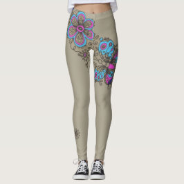 Leggings Moda - Flores de piernas / Florales