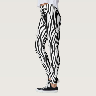 Leggings moda giratoria elegante impresión de cebra blanca