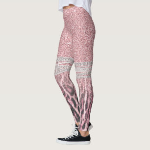Leggings Moda Girly Pink Leopard Purpurina de impresión an