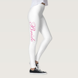 Leggings Moda Girly Simple Guión Rosa Novia Blanca