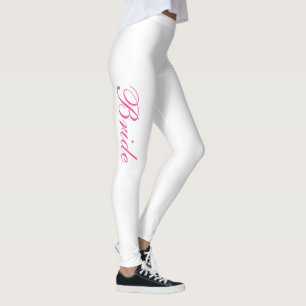 Leggings Moda Girly Simple Guión Rosa Novia Blanca