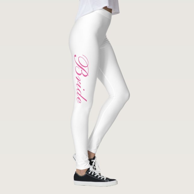Leggings Moda Girly Simple Guión Rosa Novia Blanca (Derecha)